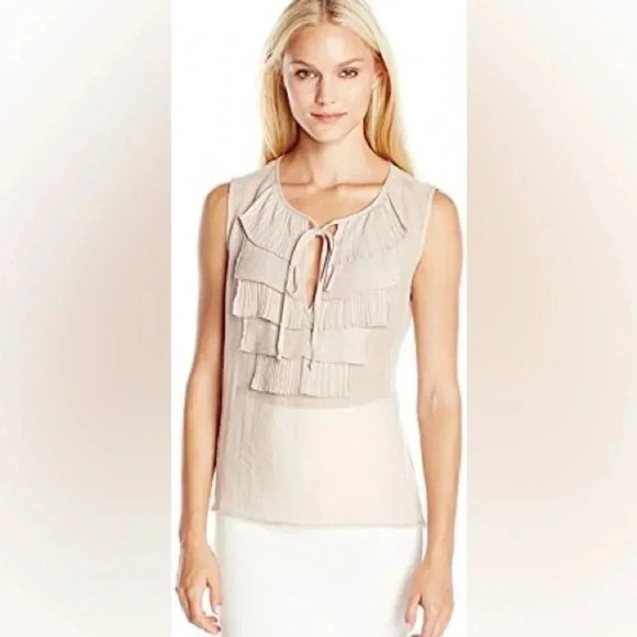 BCBGMAXAZRIA Nettie Sleeveless Ruffle Blouse - Picture 6 of 7